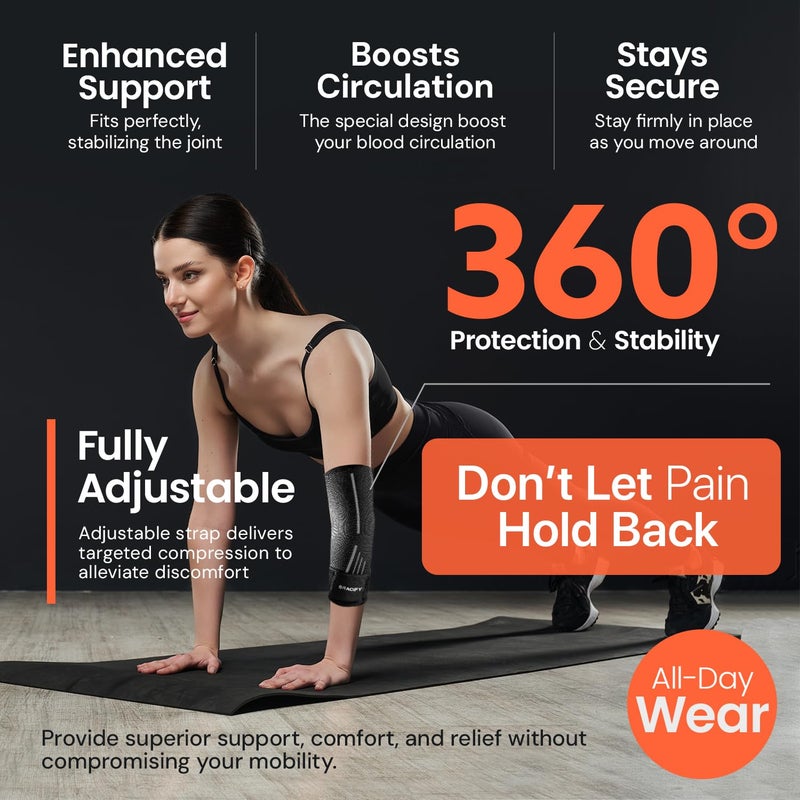BRACIFY Elbow Brace for Tendonitis and Tennis Elbow for Women & Men, Arm Compression Sleeve for Arthritis, Workouts, Weightlifting, Reduce Joint Pain During Fitness Activity (Large) - Image 4